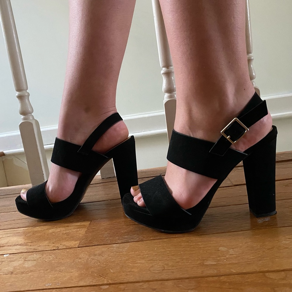 4 inch black heels, worn once